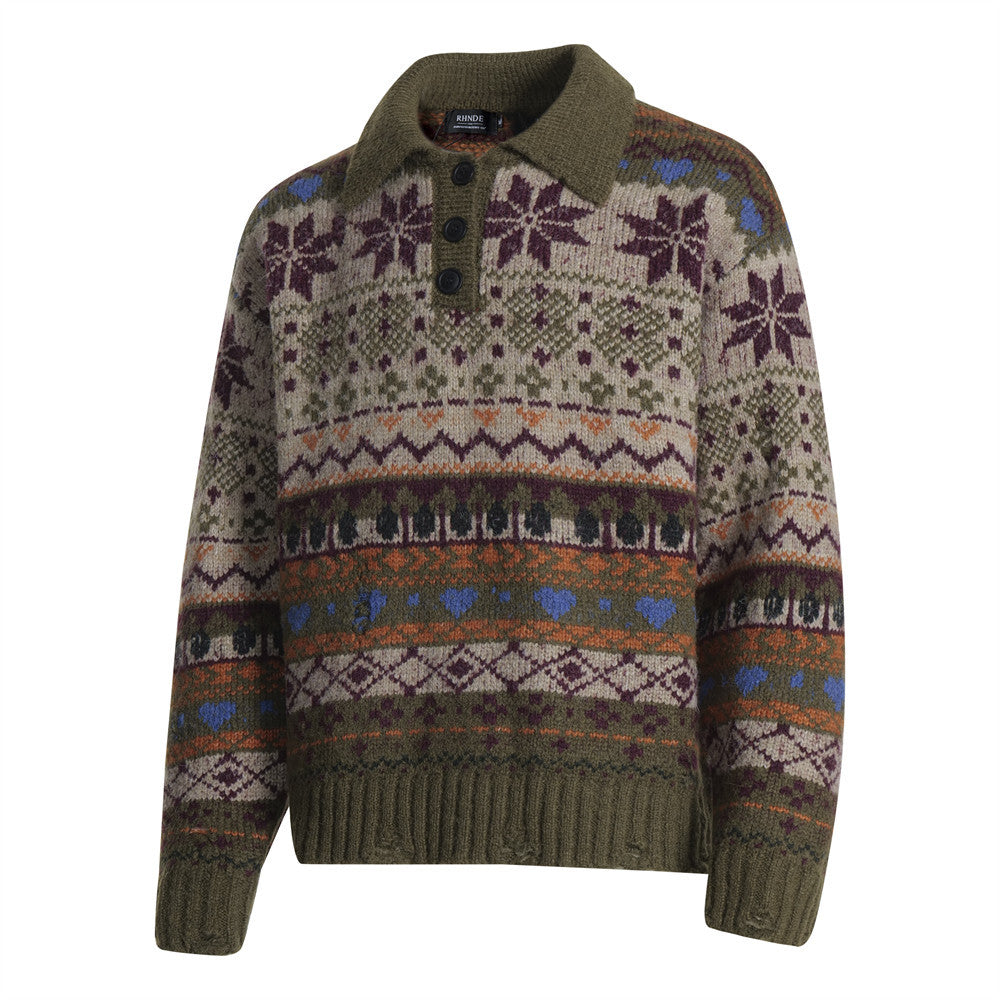 Jacquard collar sweater