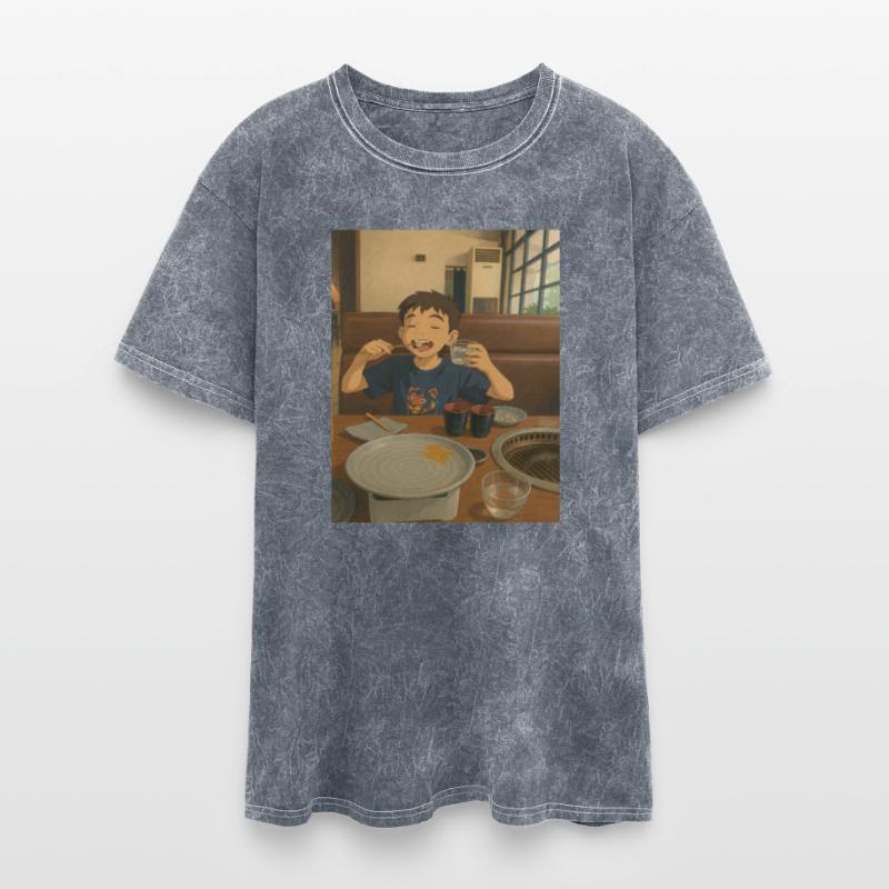 Child Enjoying Japanese Barbecue Scene