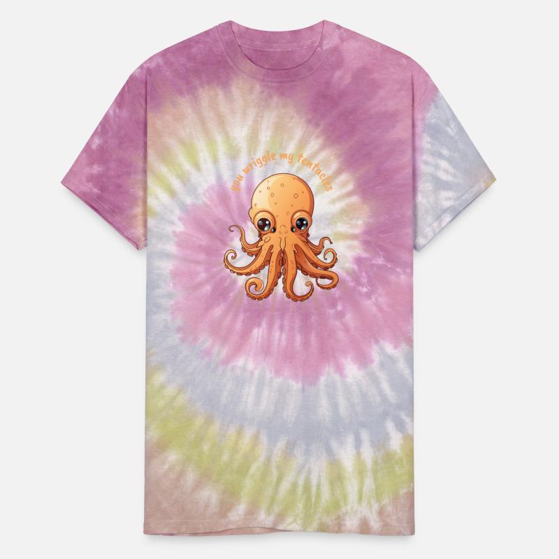 Cute and Funny Orange Octopus with Large Green Eye