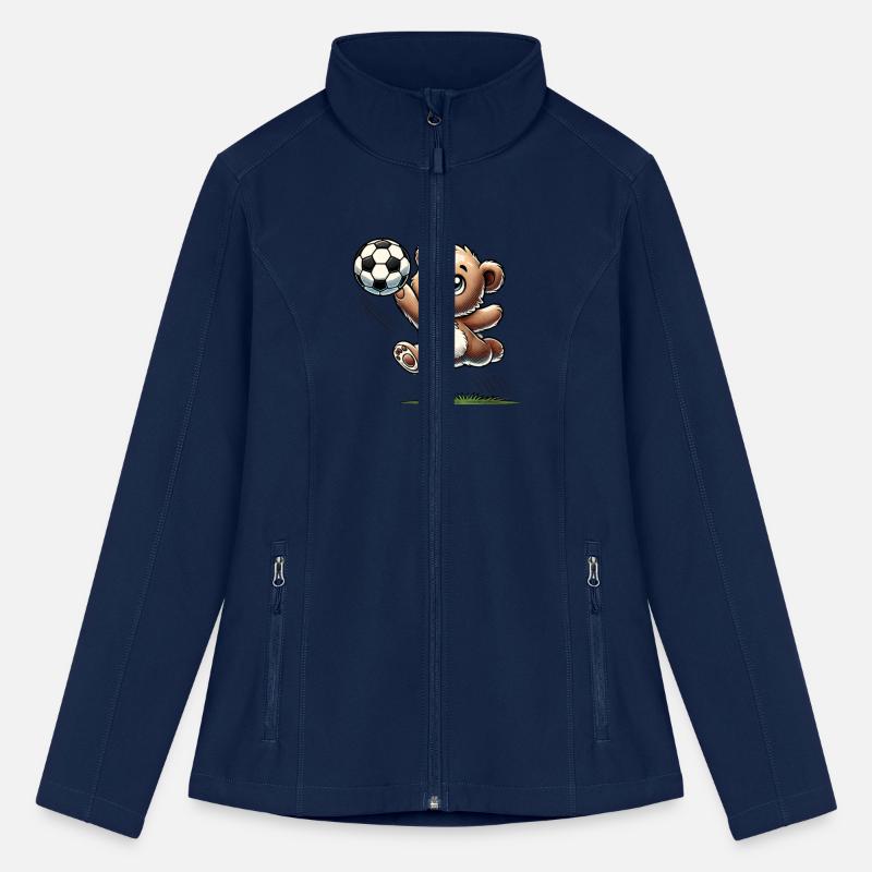 happy bear playing with a soccer ball