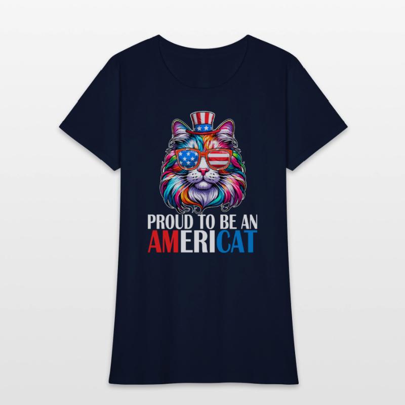 Proud Americat USA Flag American Citizen Cat Lover
