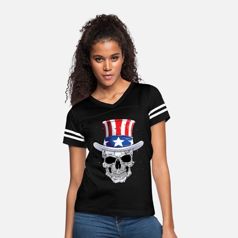 Skull 4th of July T shirt Uncle Sam American Flag Men Women