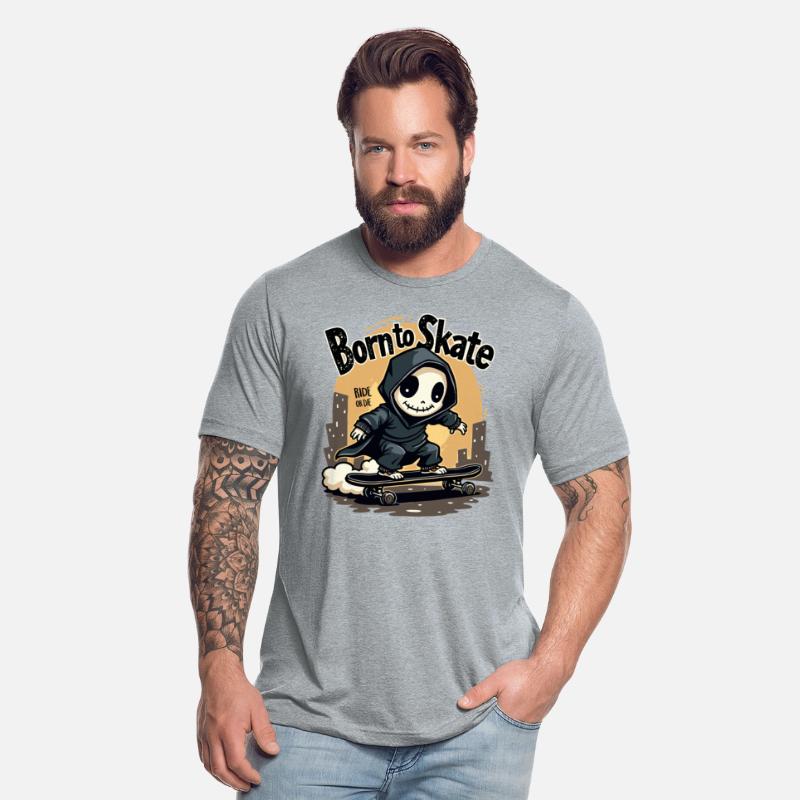 Skull Born to Skate Skater Skateboard