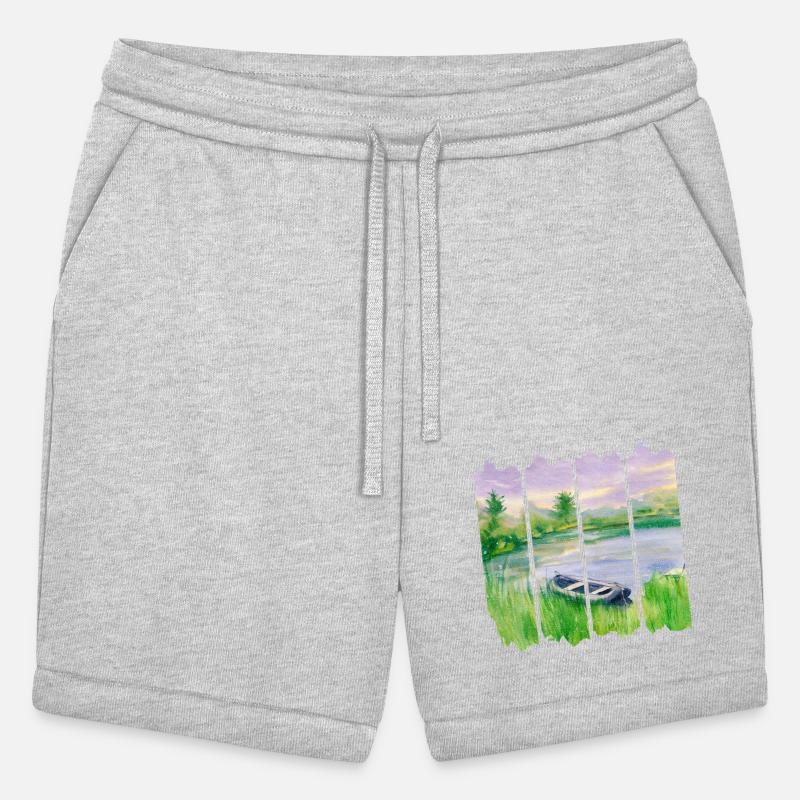 Watercolor lake in forest