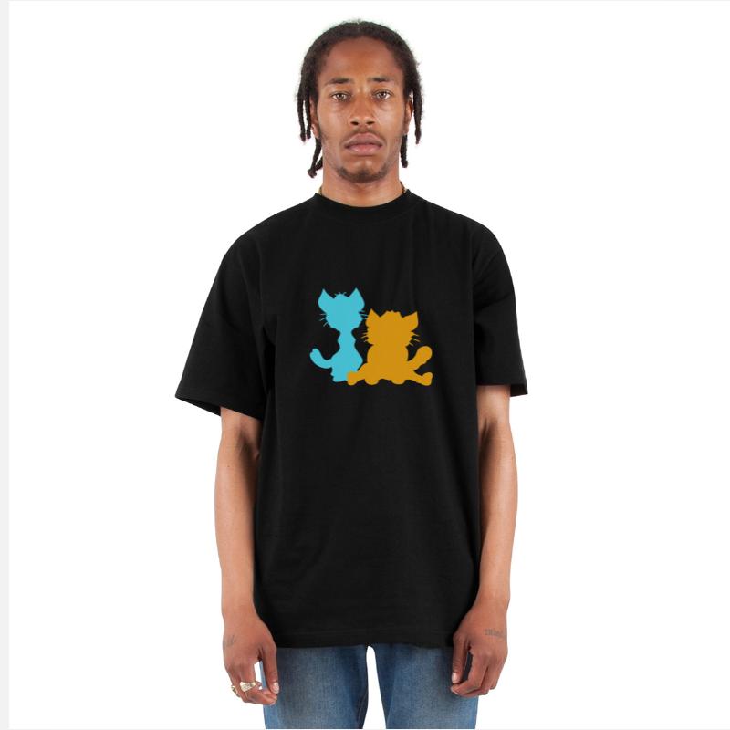 2 Sitting Cats Two Friends Team Crew Silhouettes