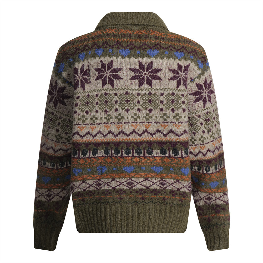 Jacquard collar sweater
