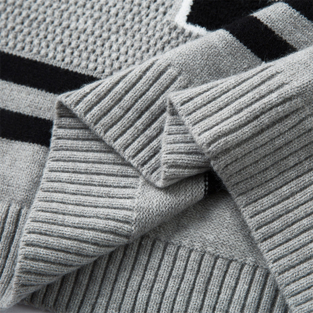 27 digit jacquard V-neck sweater