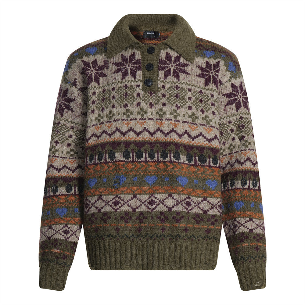 Jacquard collar sweater