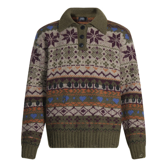 Jacquard collar sweater