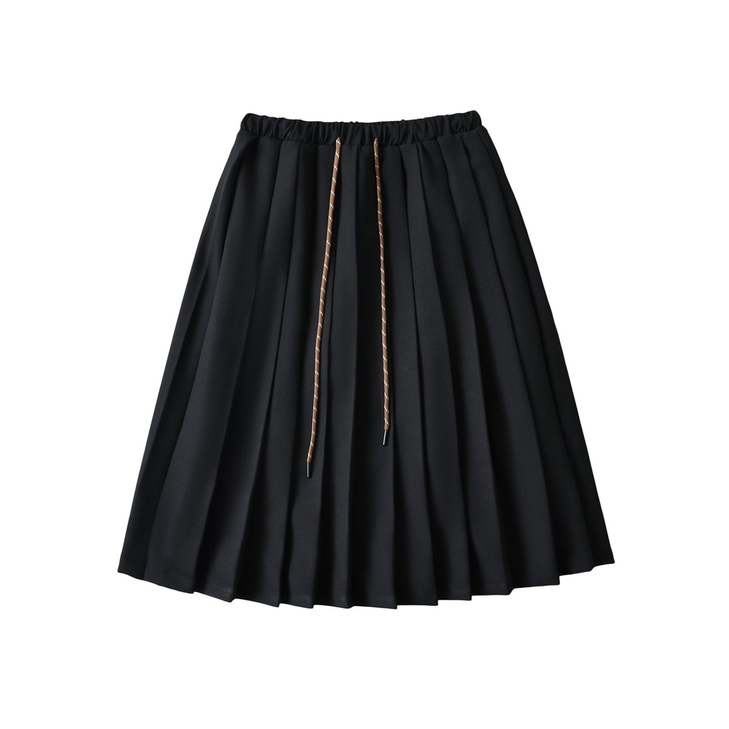 Drawstring elastic waist mid length skirt