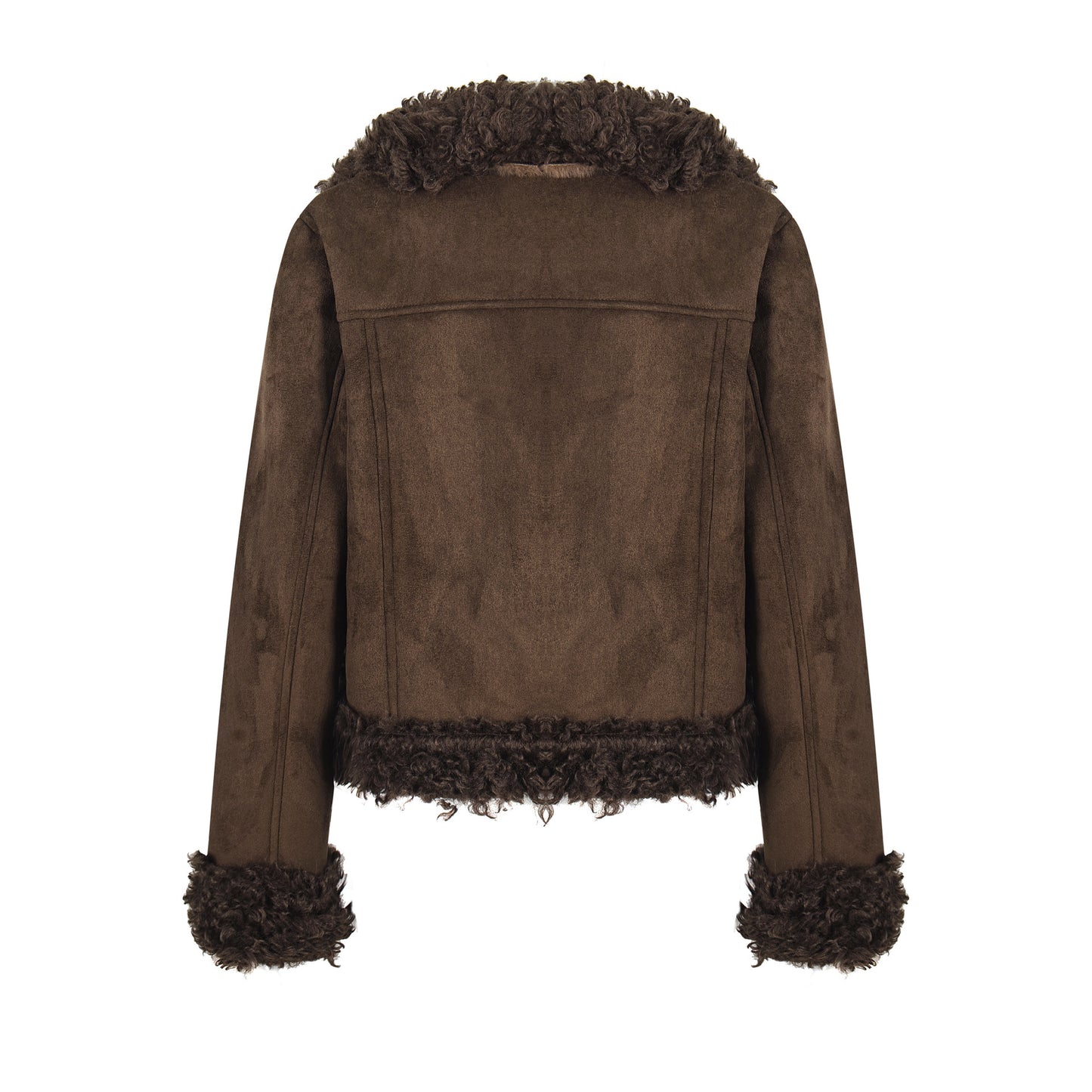 Melad suede spliced plush cotton jacket for women