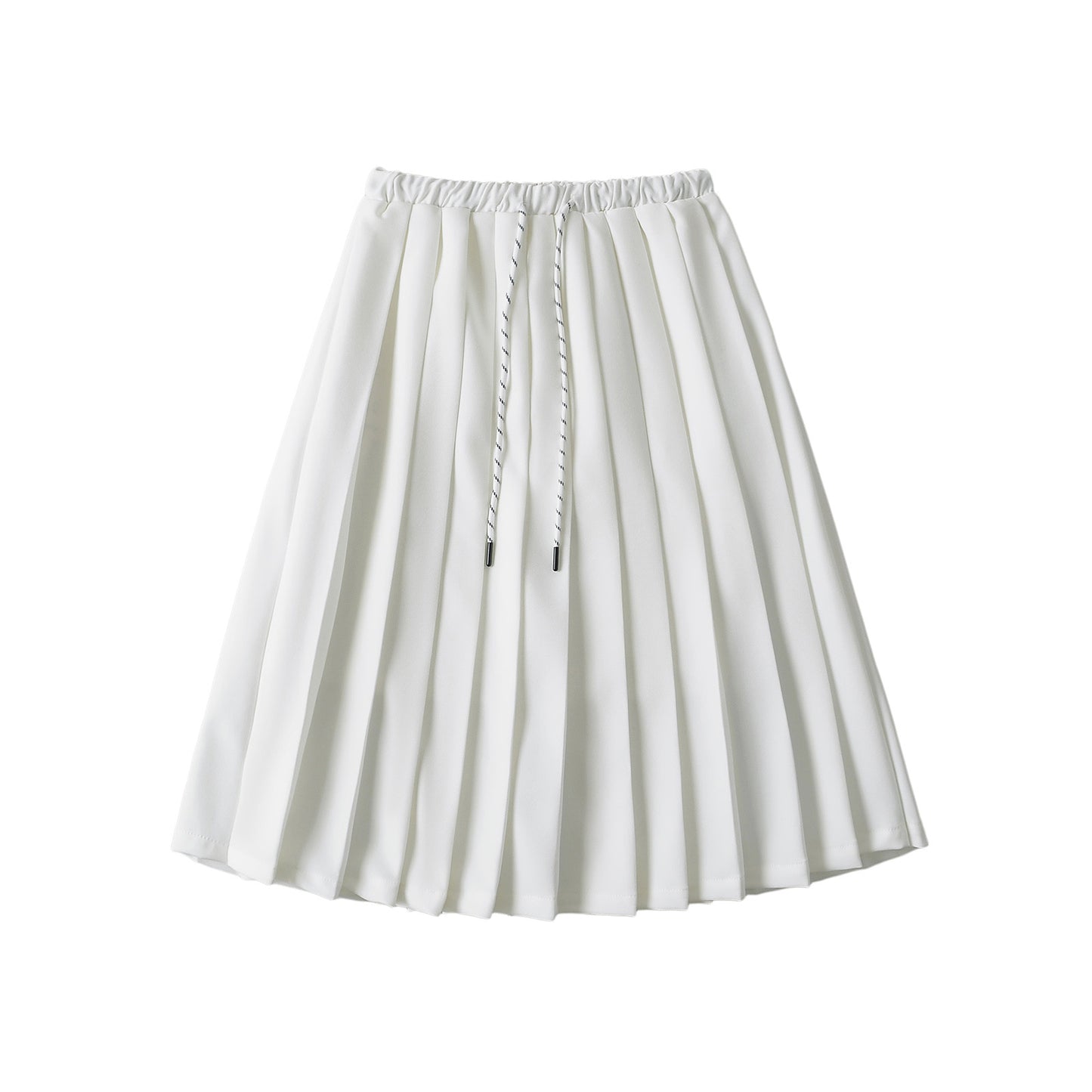 Drawstring elastic waist mid length skirt