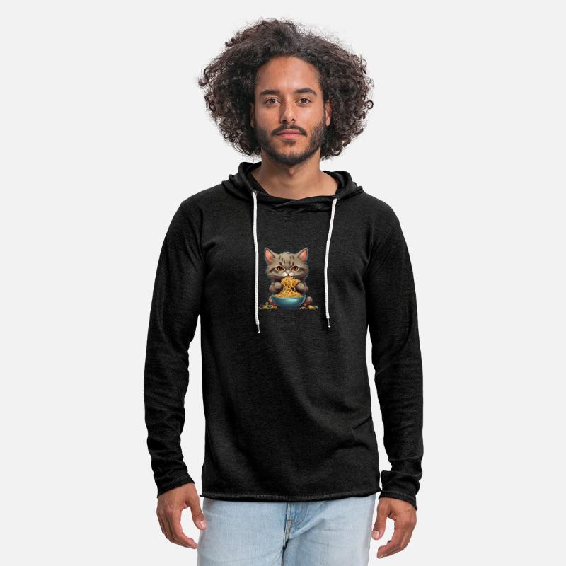 A cat eats pasta shirt