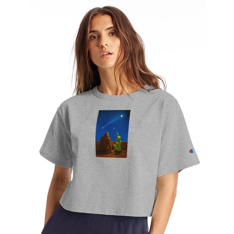 Alien and Bigfoot Enjoying the Night Sky During a