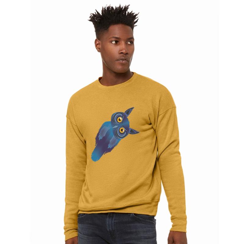 Amazing owl with a bowed head