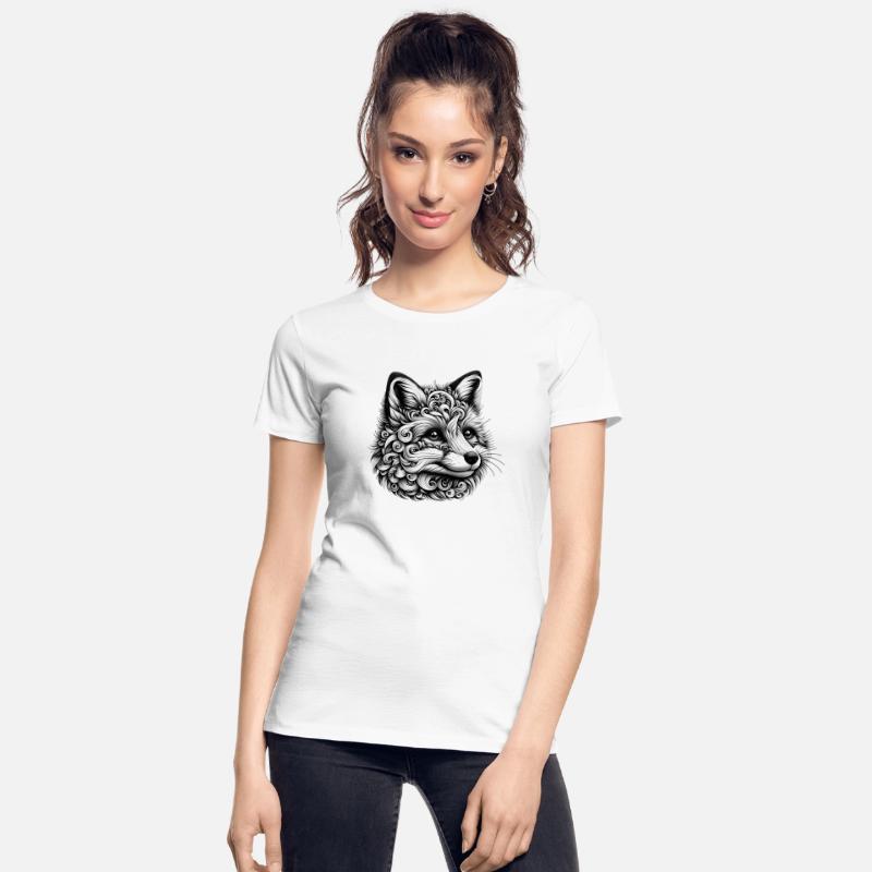 artfully designed fox in black and white