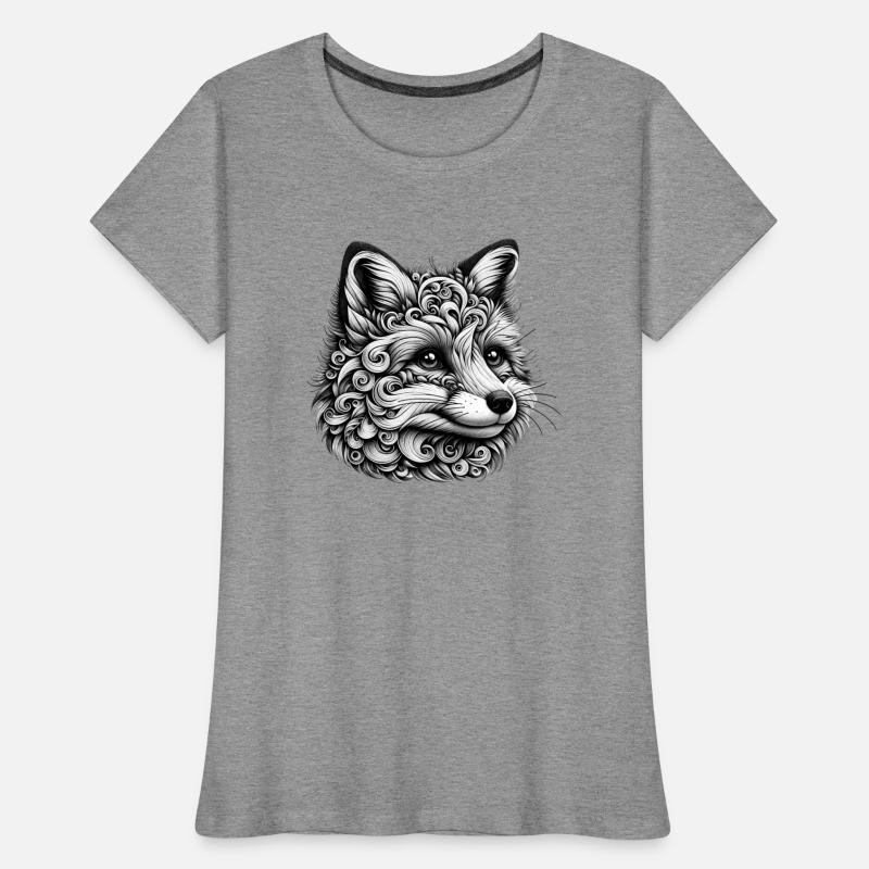 artfully designed fox in black and white