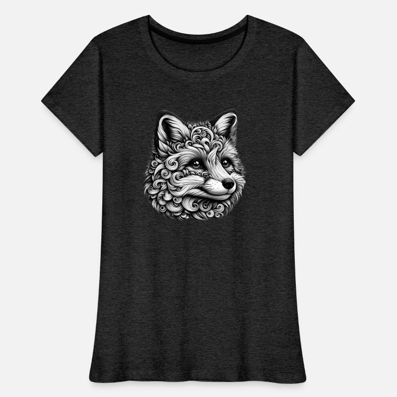 artfully designed fox in black and white