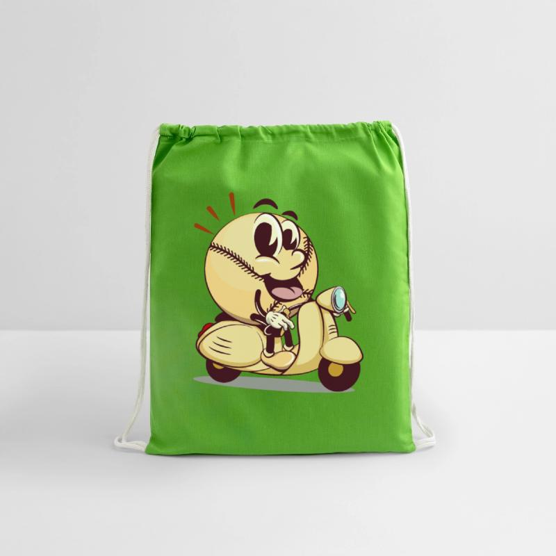 baseball cartoon riding a scooter