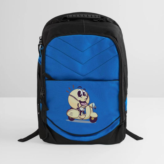 baseball cartoon riding a scooter