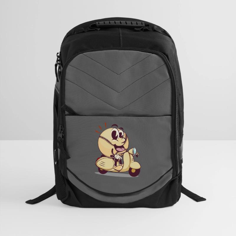 baseball cartoon riding a scooter