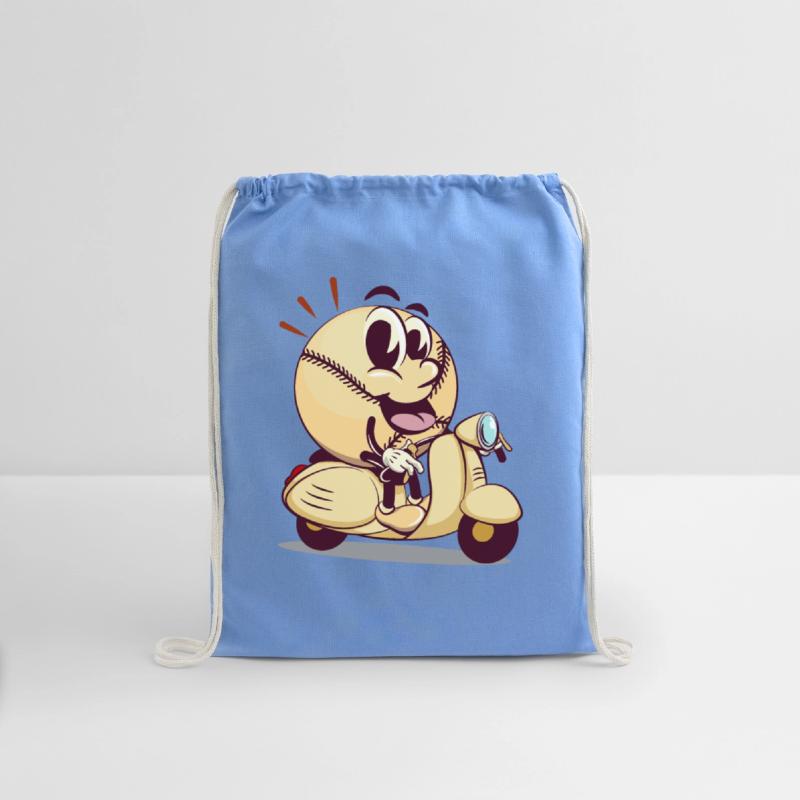 baseball cartoon riding a scooter