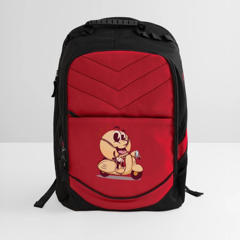 baseball cartoon riding a scooter