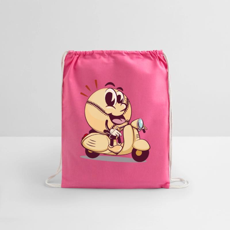 baseball cartoon riding a scooter