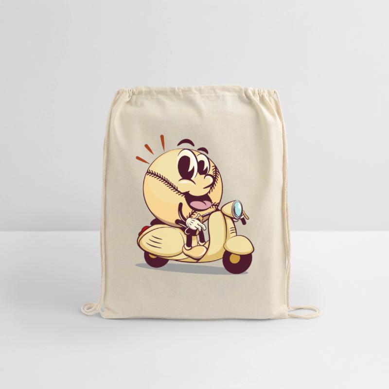 baseball cartoon riding a scooter