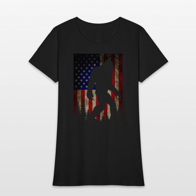 Bigfoot Believe Sasquatch American Flag Silhouette