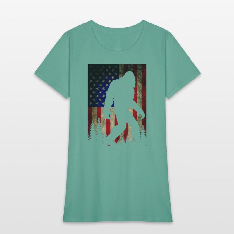 Bigfoot Believe Sasquatch American Flag Silhouette