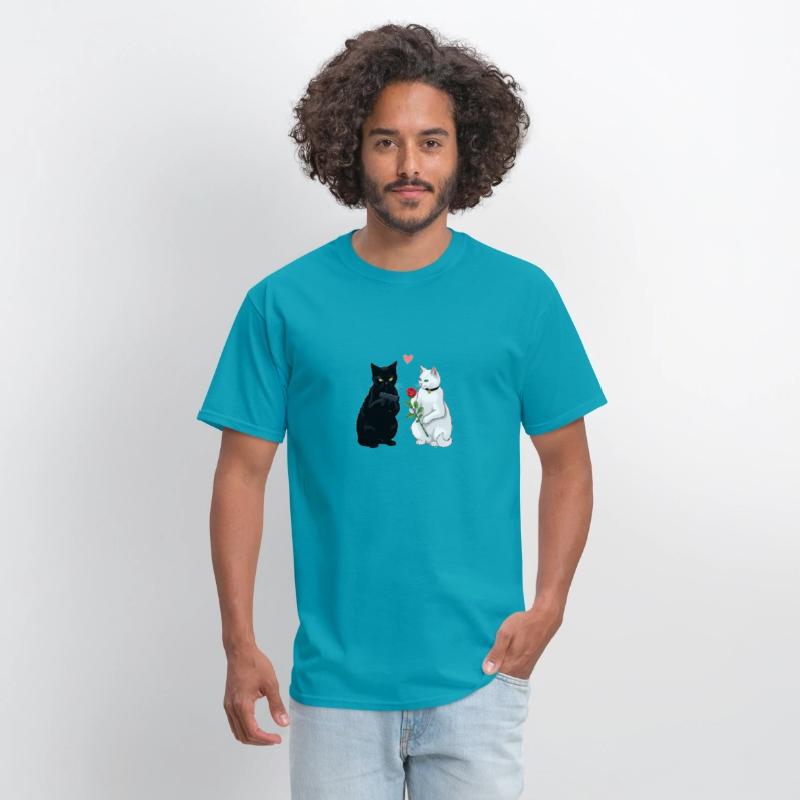 Black Cat with a Gun & White Cat with a Rose