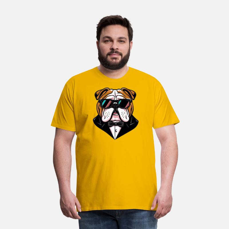 BULLDOG IN TUXEDO WEARING SUNGLASSES PETS ANIMALS