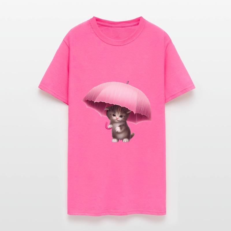 Cat with pink umbrella