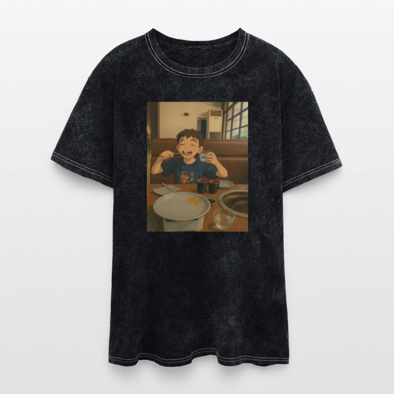 Child Enjoying Japanese Barbecue Scene