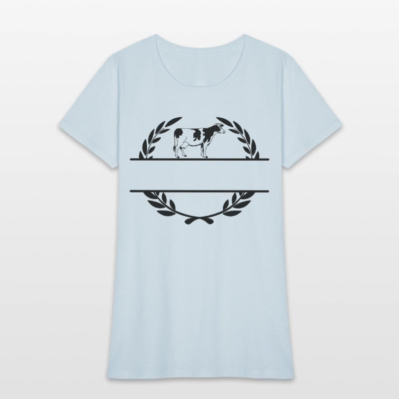 Cow in laurel wreath monogram with a free space