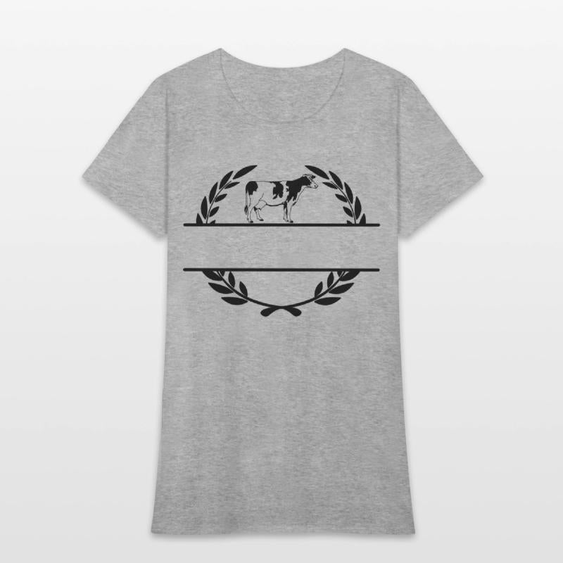 Cow in laurel wreath monogram with a free space