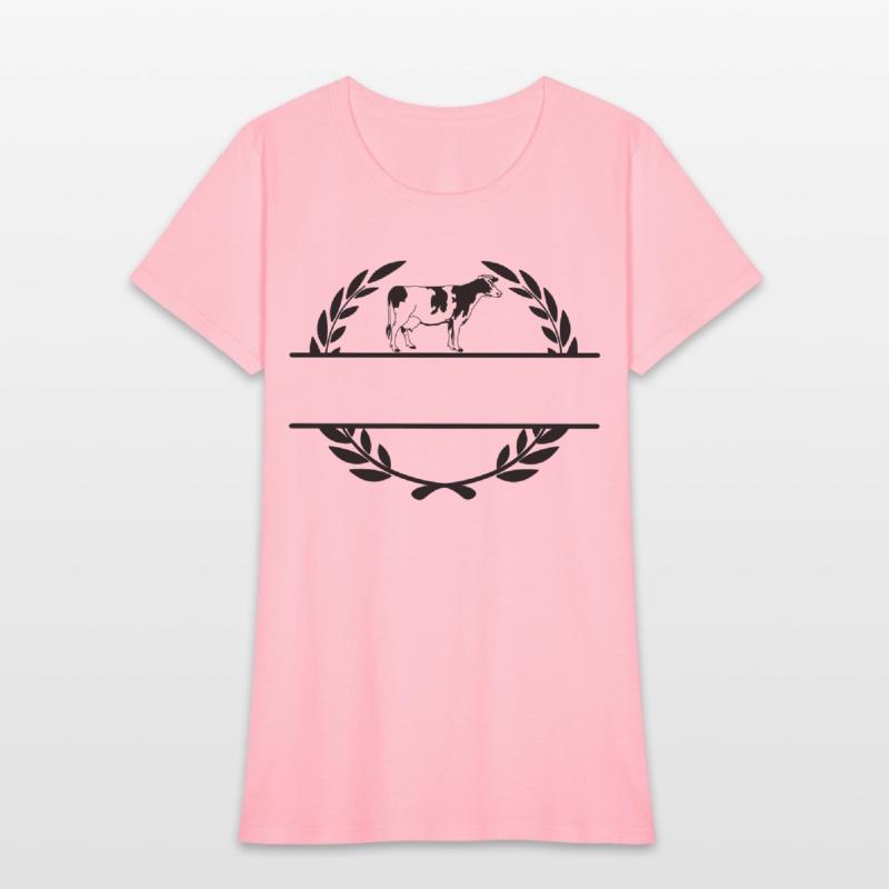 Cow in laurel wreath monogram with a free space