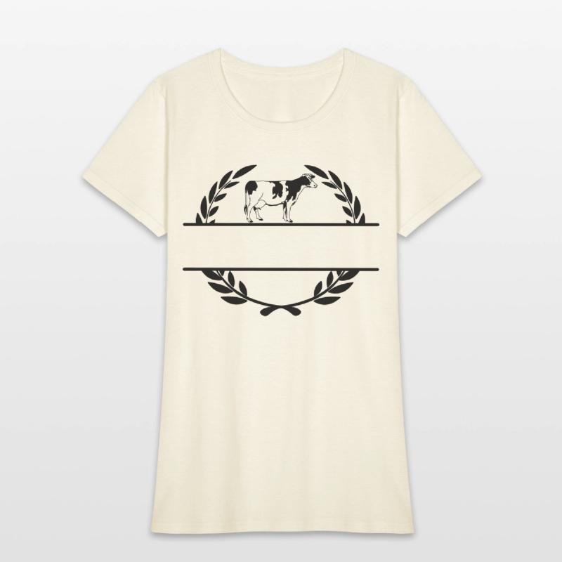 Cow in laurel wreath monogram with a free space