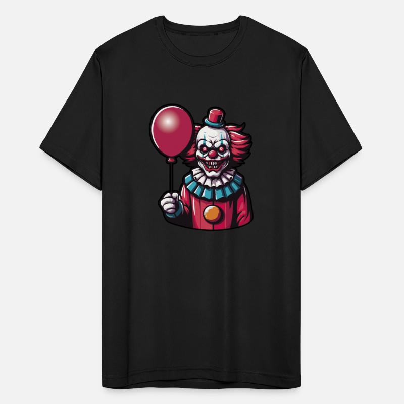 Creepy clown with red hairholding a Red Balloon