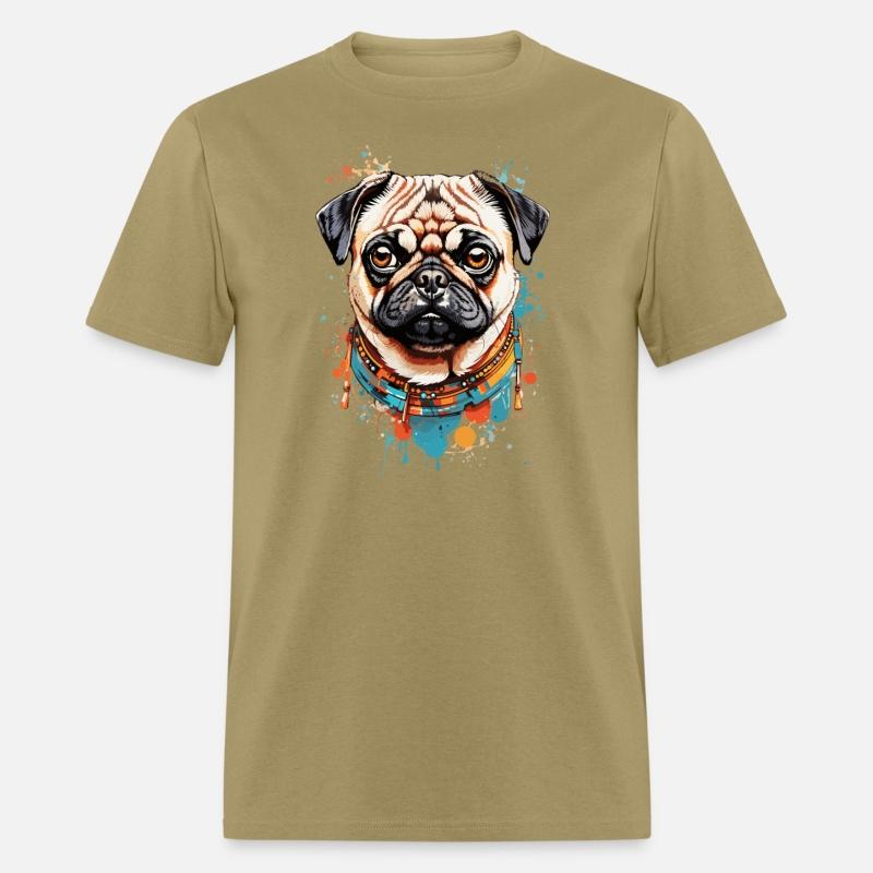 Cute Pug Dog Colored Splash Paint