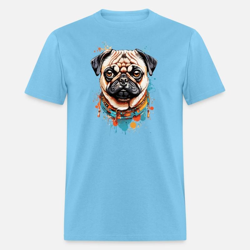 Cute Pug Dog Colored Splash Paint