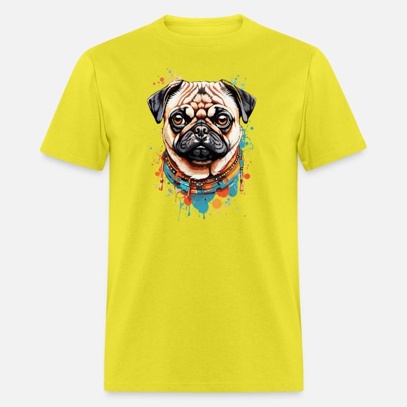 Cute Pug Dog Colored Splash Paint