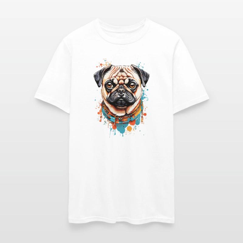 Cute Pug Dog Colored Splash Paint