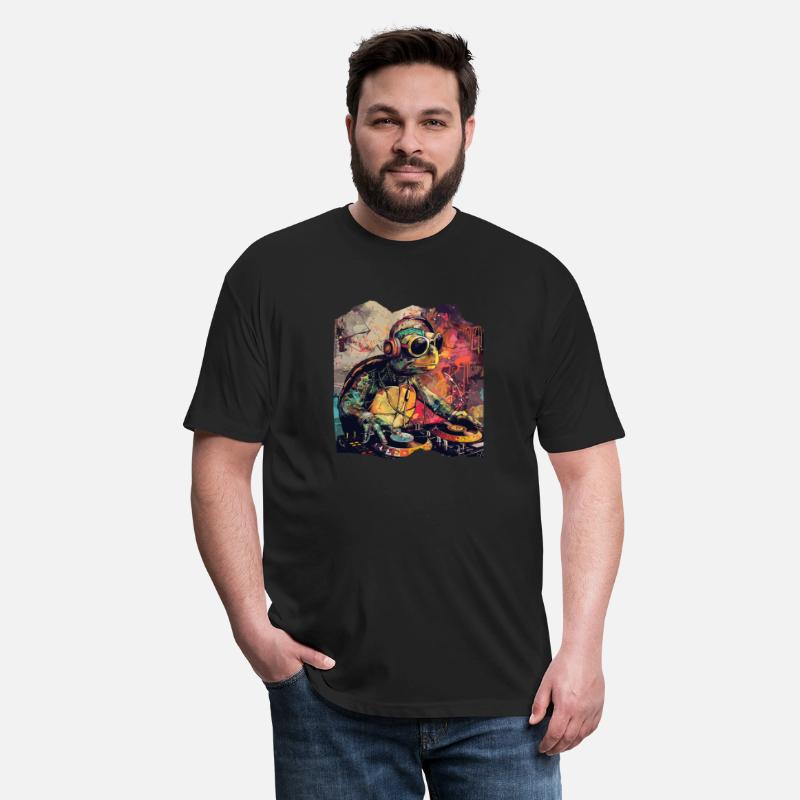 Dj Turtle with Headphones Graffiti Grunge