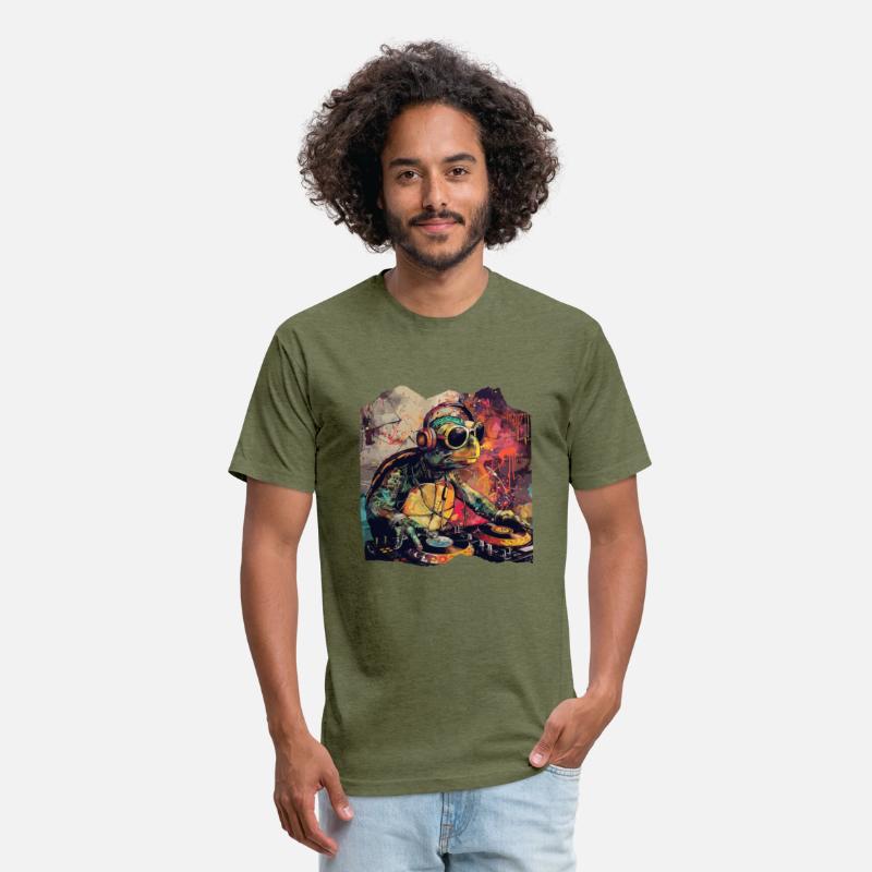 Dj Turtle with Headphones Graffiti Grunge