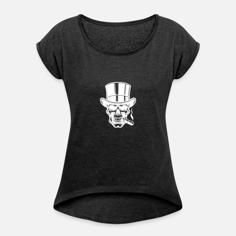 Elegant And Sinister Skull Cigar Tattoo Style