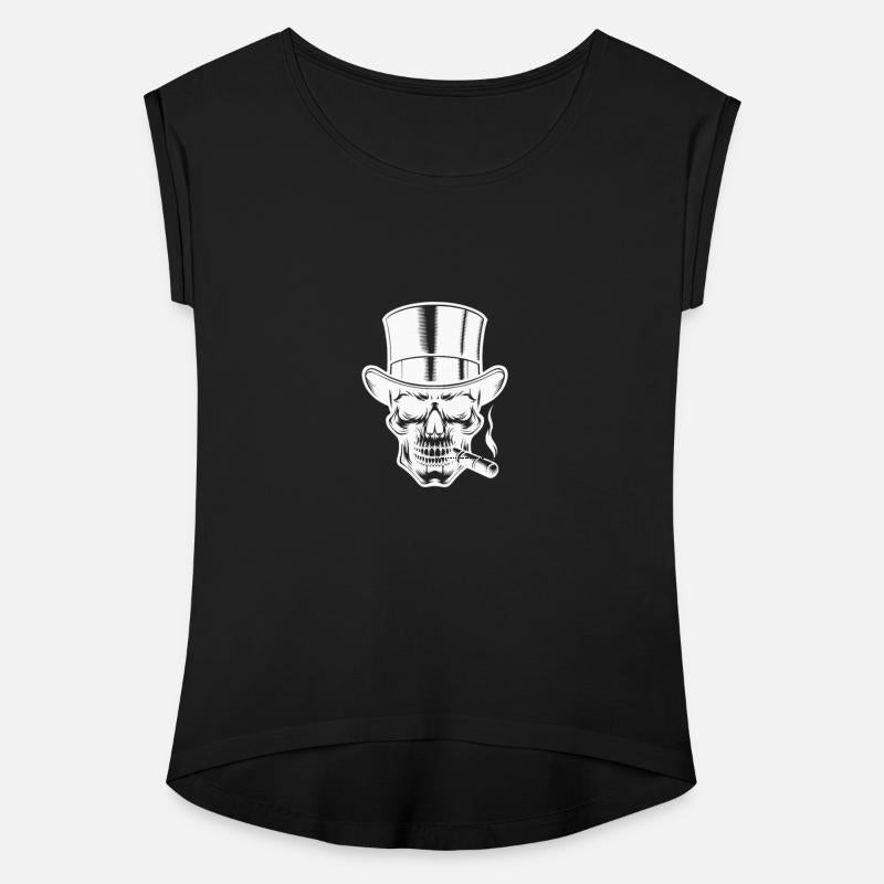 Elegant And Sinister Skull Cigar Tattoo Style