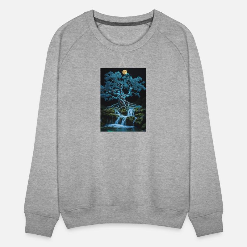 Ethereal Moonlit Waterfall Tree