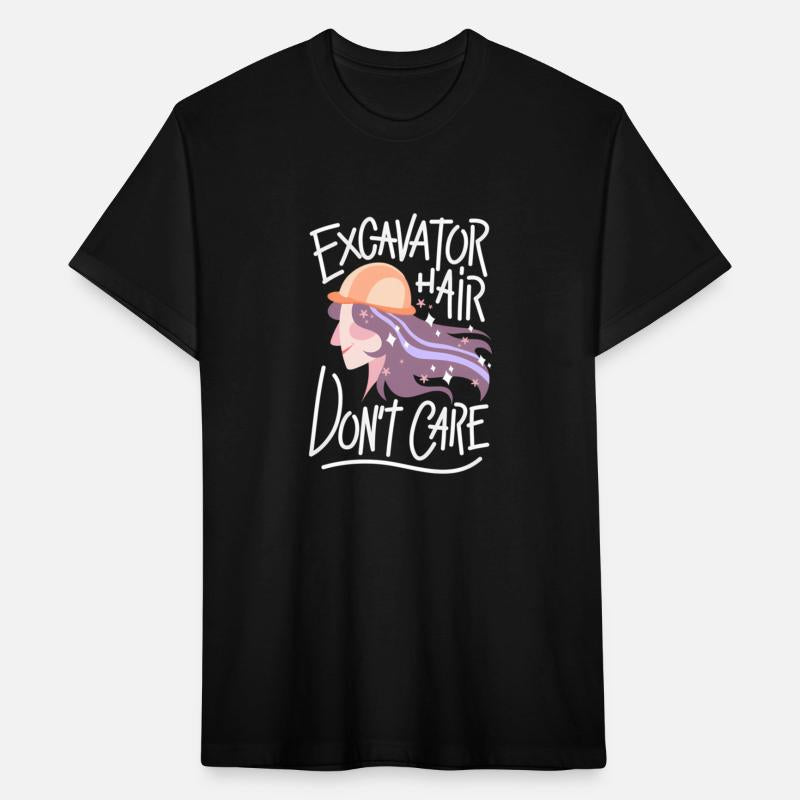 Excavator Hair Don't Care Construction Worker